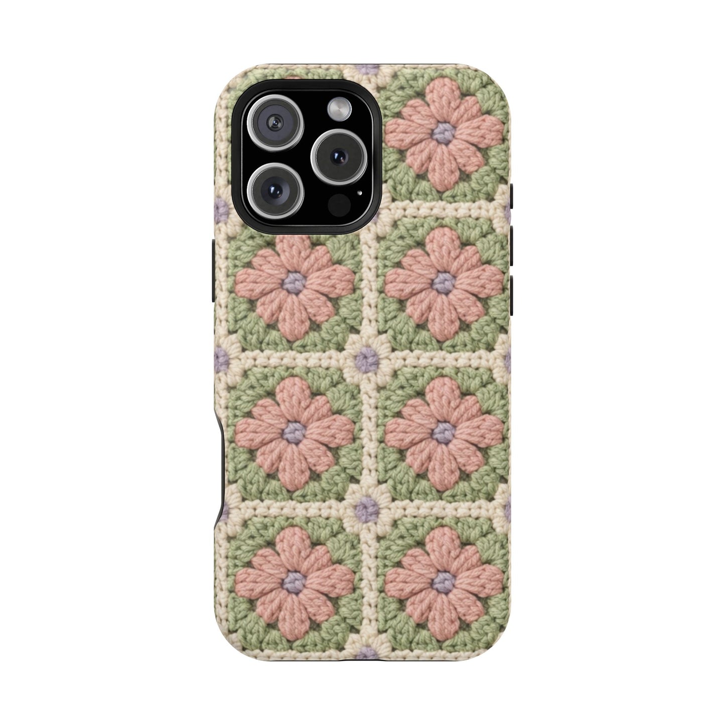 Crochet Floral Granny Square iPhone Case | Magnetic Impact-Resistant