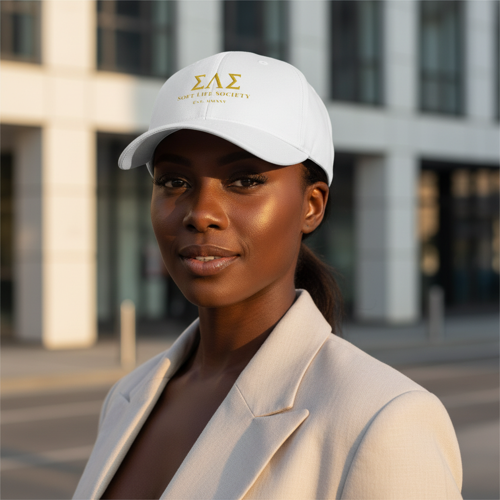 Soft Life Society™ Embroidered Closed-Back Cap | Sigma Lambda Rose Hat
