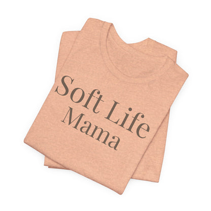Soft Life Mama folded t-shirt heather peach color minimalist soft life clothing