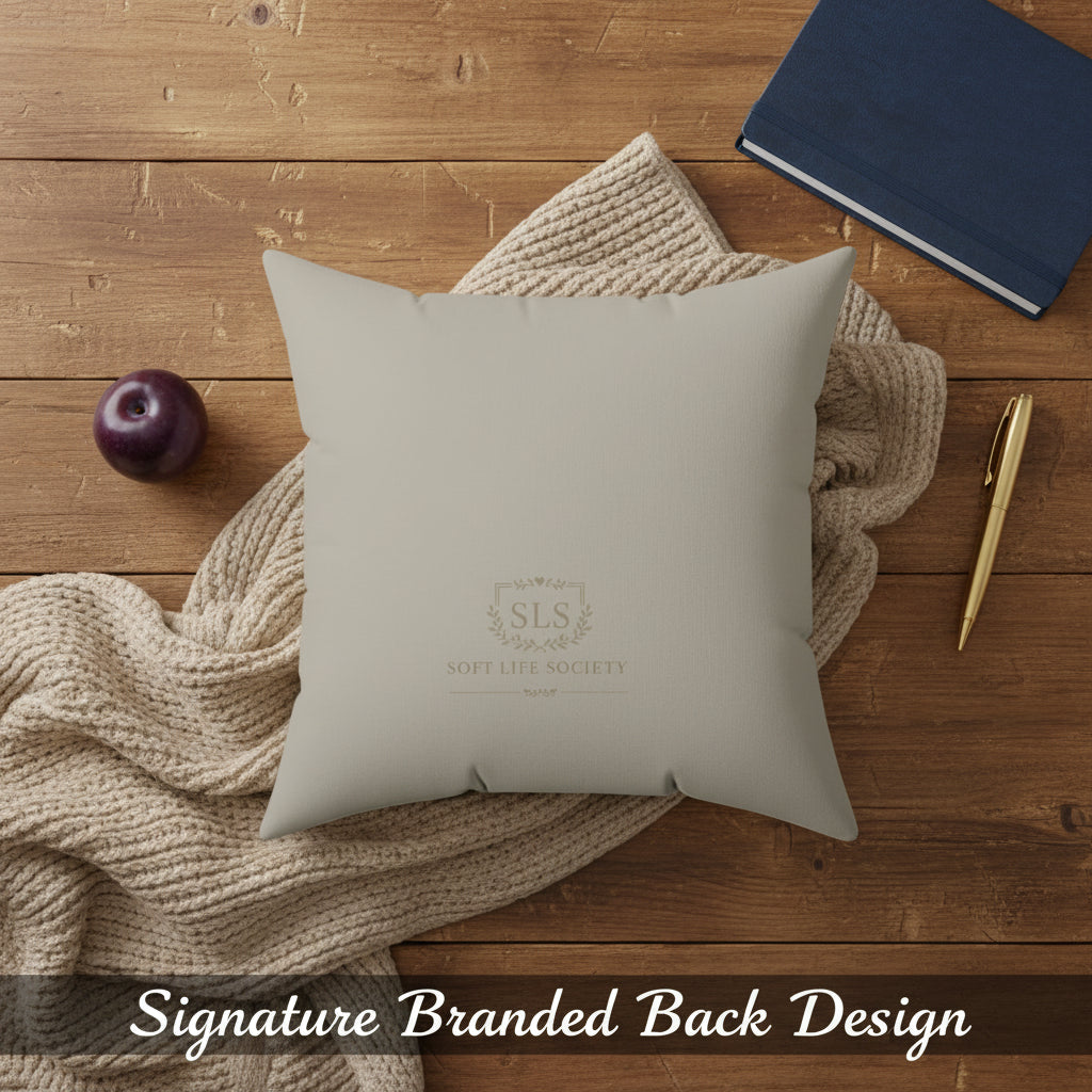 tan pillow on a white background