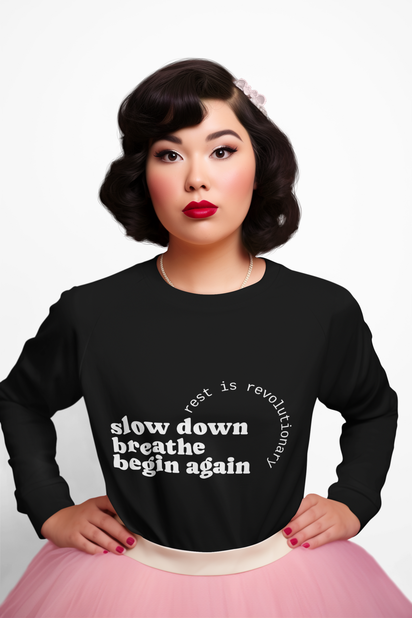 Slow Down, Breathe, Begin Again — Rest Is Revolutionary Sweatshirt | Soft Life Society™ Inspirational Cozy Crewneck