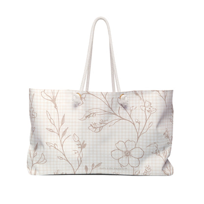 Tote bag with floral pattern on a white background
