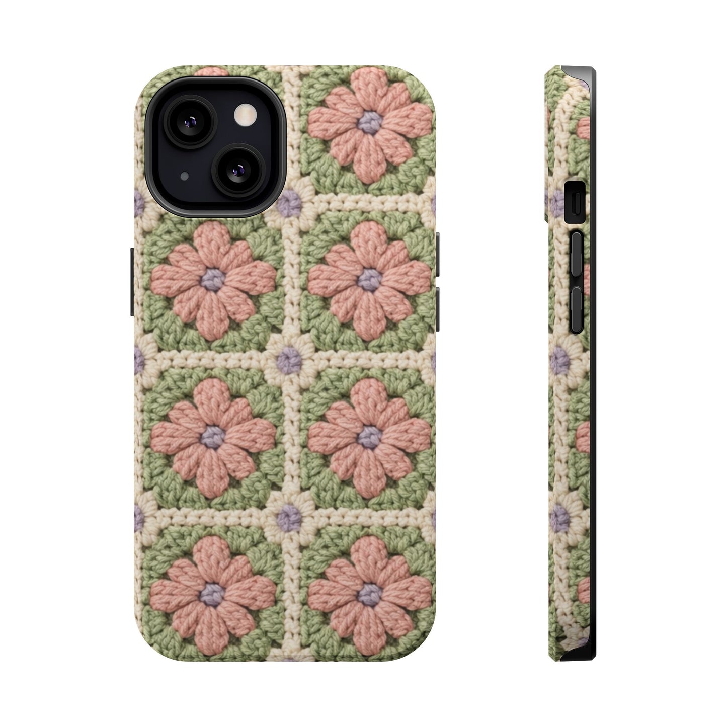 Crochet Floral Granny Square iPhone Case | Magnetic Impact-Resistant