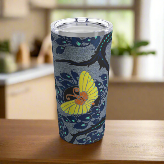 Art Nouveau Butterfly Tumbler – 20oz E. A. Séguy Inspired Pochoir Design