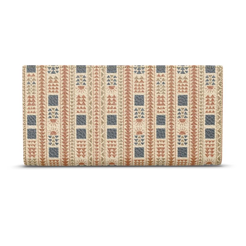 Patterned wallet with geometric design on a white background