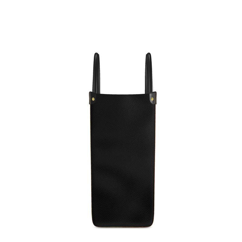 Side view of the Solara Stripe Microprint™ Shopper Bag showing the solid black Nappa leather side panel and textured finish.