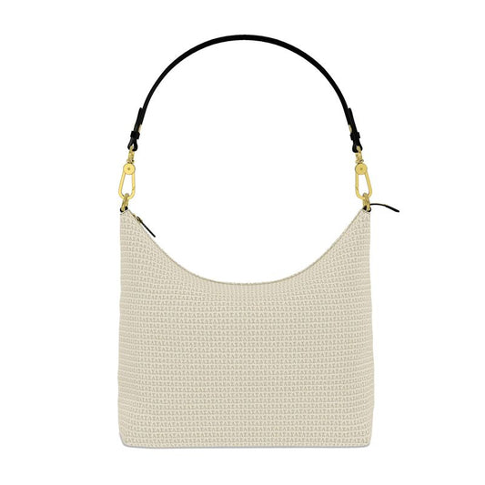 SLS Microprint™ Square Hobo Bag | Designer Cream Leather Shoulder Bag