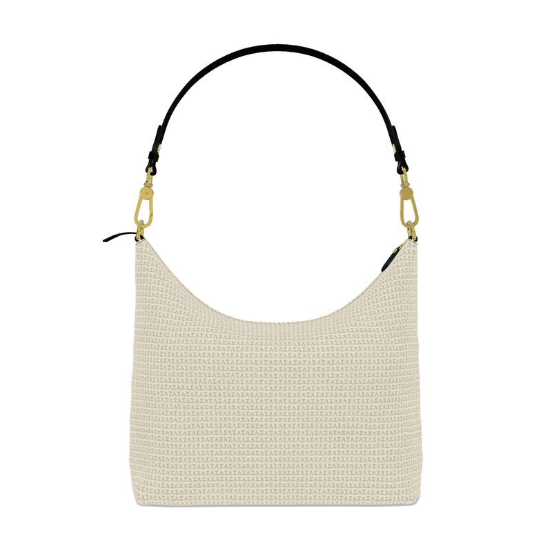 SLS Microprint™ Square Hobo Bag | Designer Cream Leather Shoulder Bag