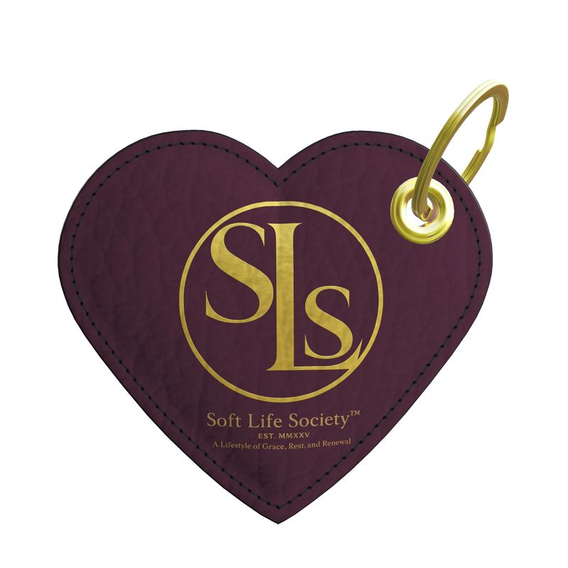 SLS Crest™ Nappa Leather Heart Keychain | Soft Life Society™ Gold
