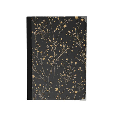 Notebook with floral pattern on a black background
