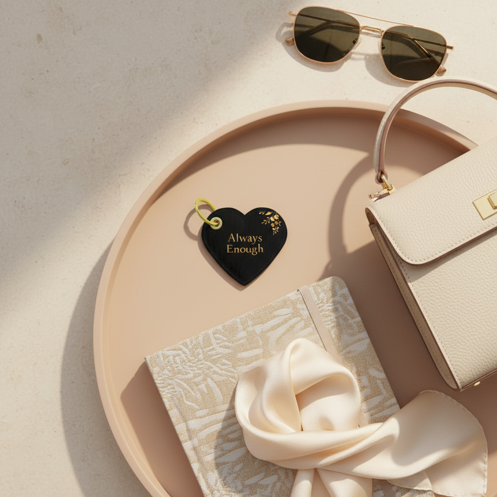 Always Enough, Luxury Leather Heart Keychain | Soft Life Society™