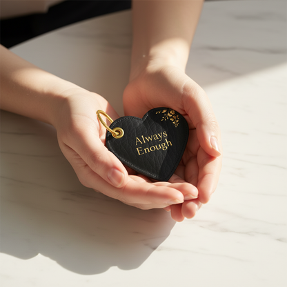 Always Enough Keychain | Leather Heart Charm