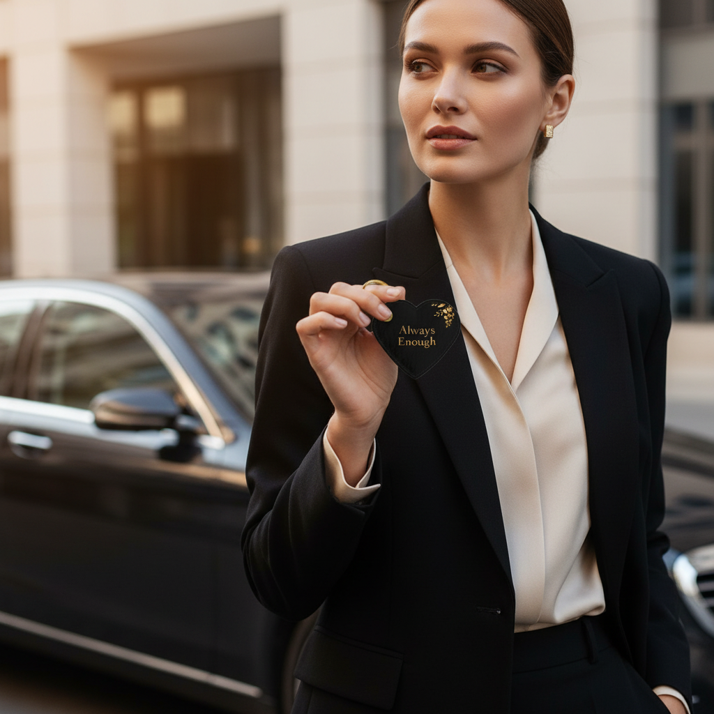 Always Enough, Luxury Leather Heart Keychain | Soft Life Society™