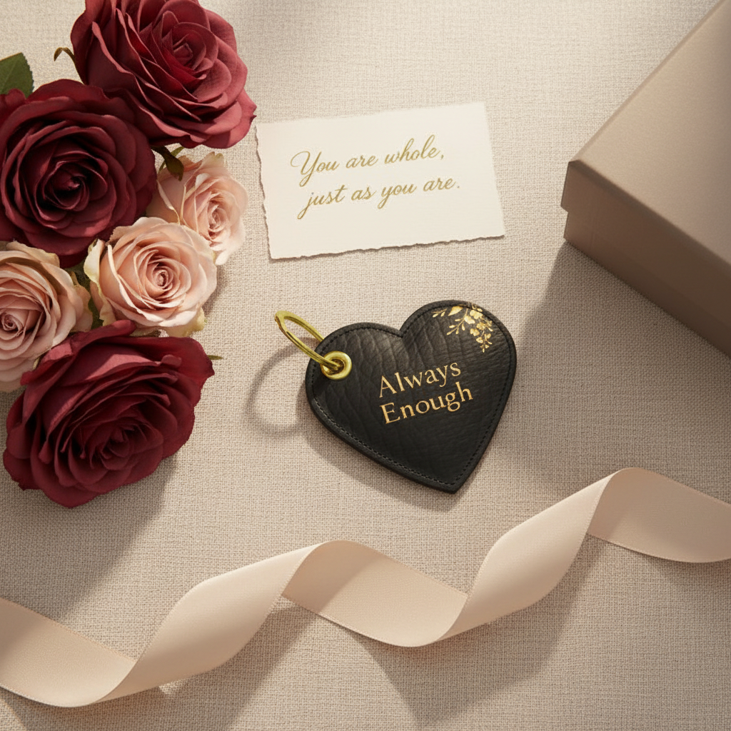 Always Enough, Luxury Leather Heart Keychain | Soft Life Society™