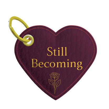 Still Becoming Keychain | Leather Heart Charm (Wine)