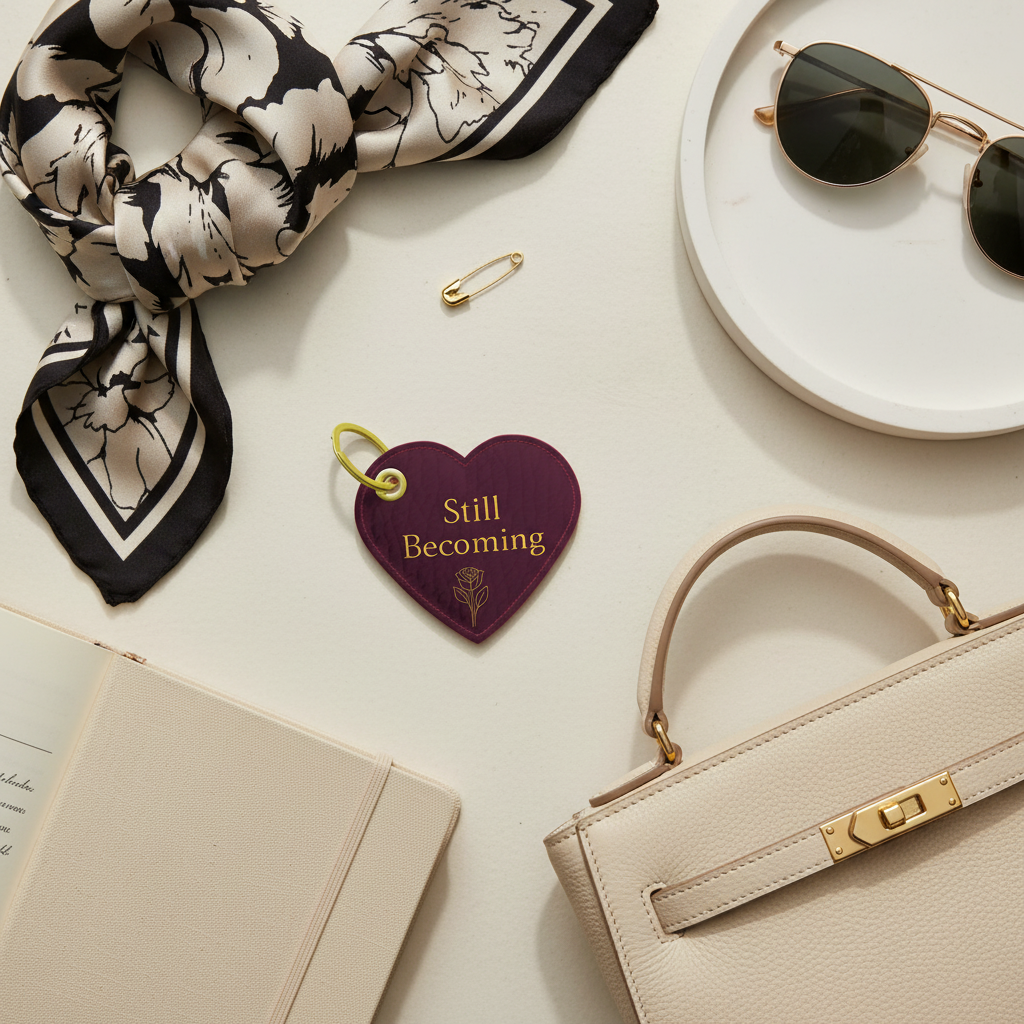 Still Becoming™ Heart Keychain –Wine | Soft Life Society™ Luxury Leather