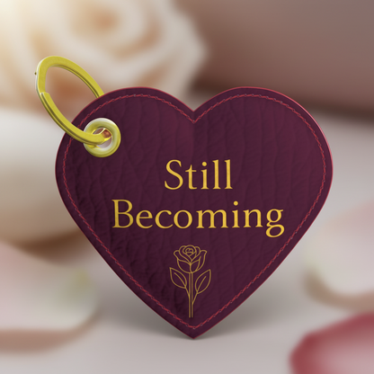 Still Becoming Keychain | Leather Heart Charm (Wine)