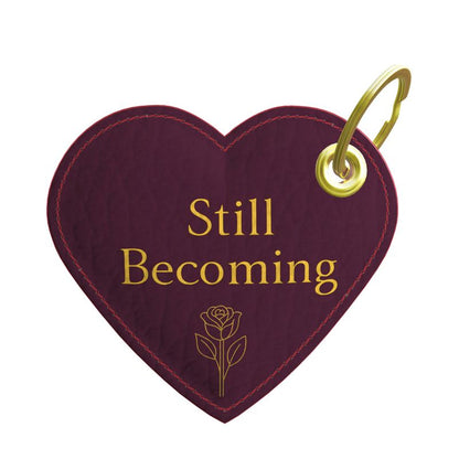 Still Becoming Keychain | Leather Heart Charm (Wine)