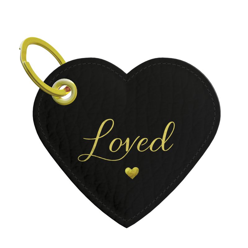 Loved | Black Luxury Nappa Leather Heart Keychain | Soft Life Society™