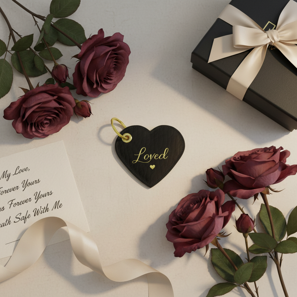 Loved | Black Luxury Nappa Leather Heart Keychain | Soft Life Society™