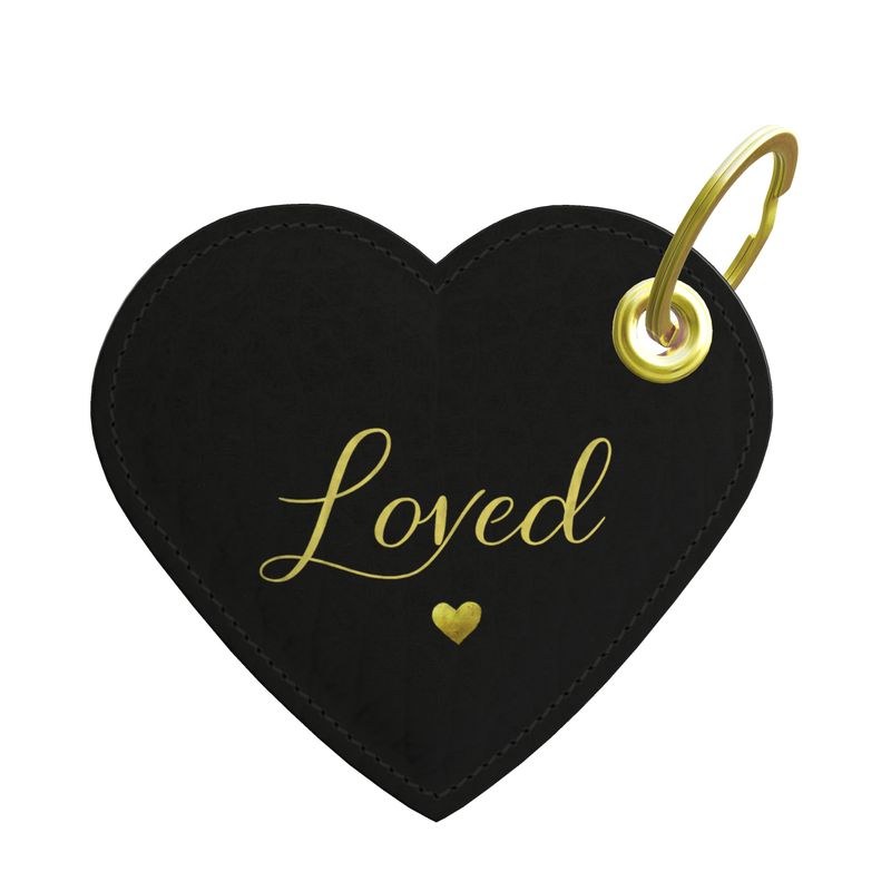 Loved | Black Luxury Nappa Leather Heart Keychain | Soft Life Society™