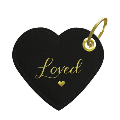 Loved Keychain | Leather Heart Charm (Black)