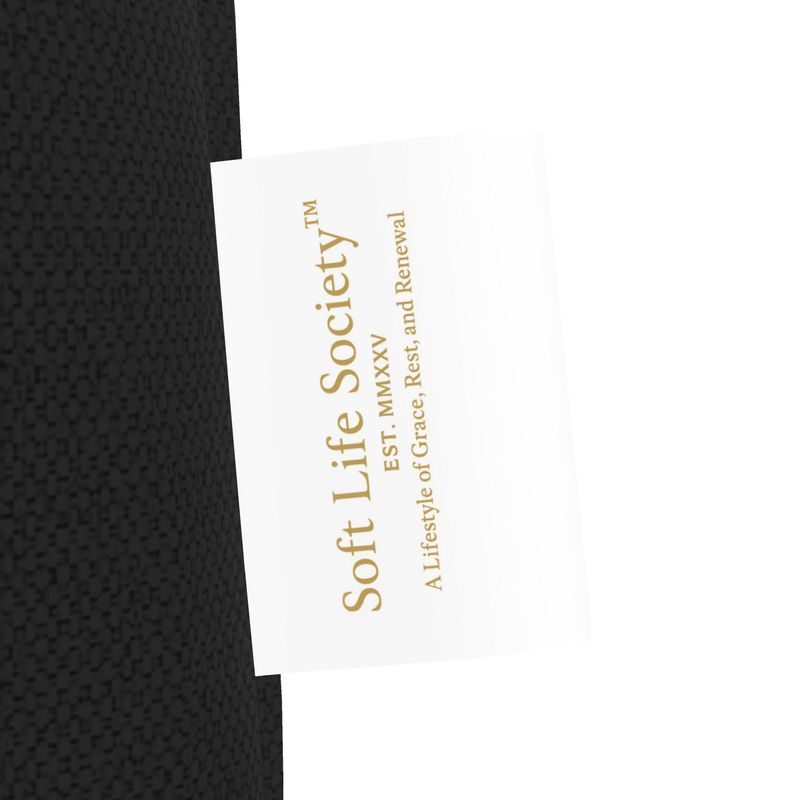Black textured product with a 'Soft Life Society' label on a white background