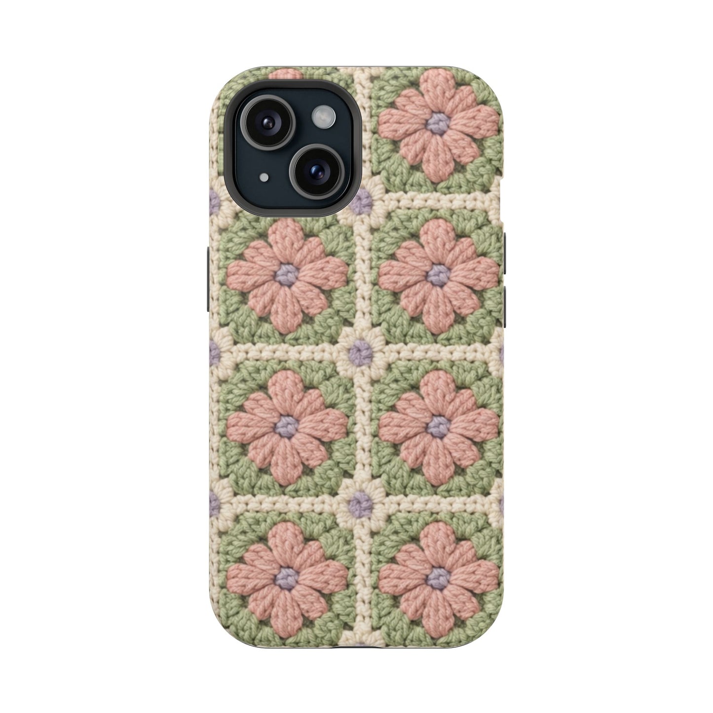 Crochet Floral Granny Square iPhone Case | Magnetic Impact-Resistant