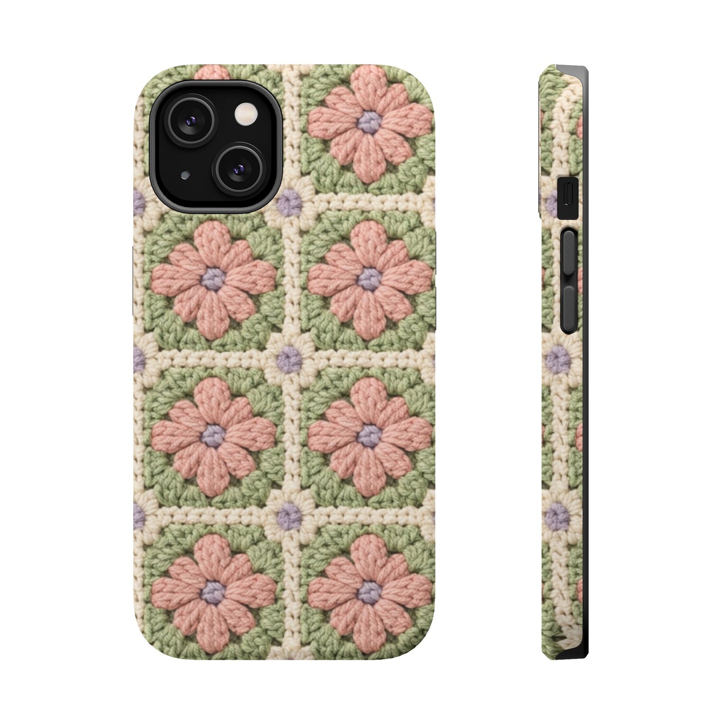 Crochet Floral Granny Square iPhone Case | Magnetic Impact-Resistant