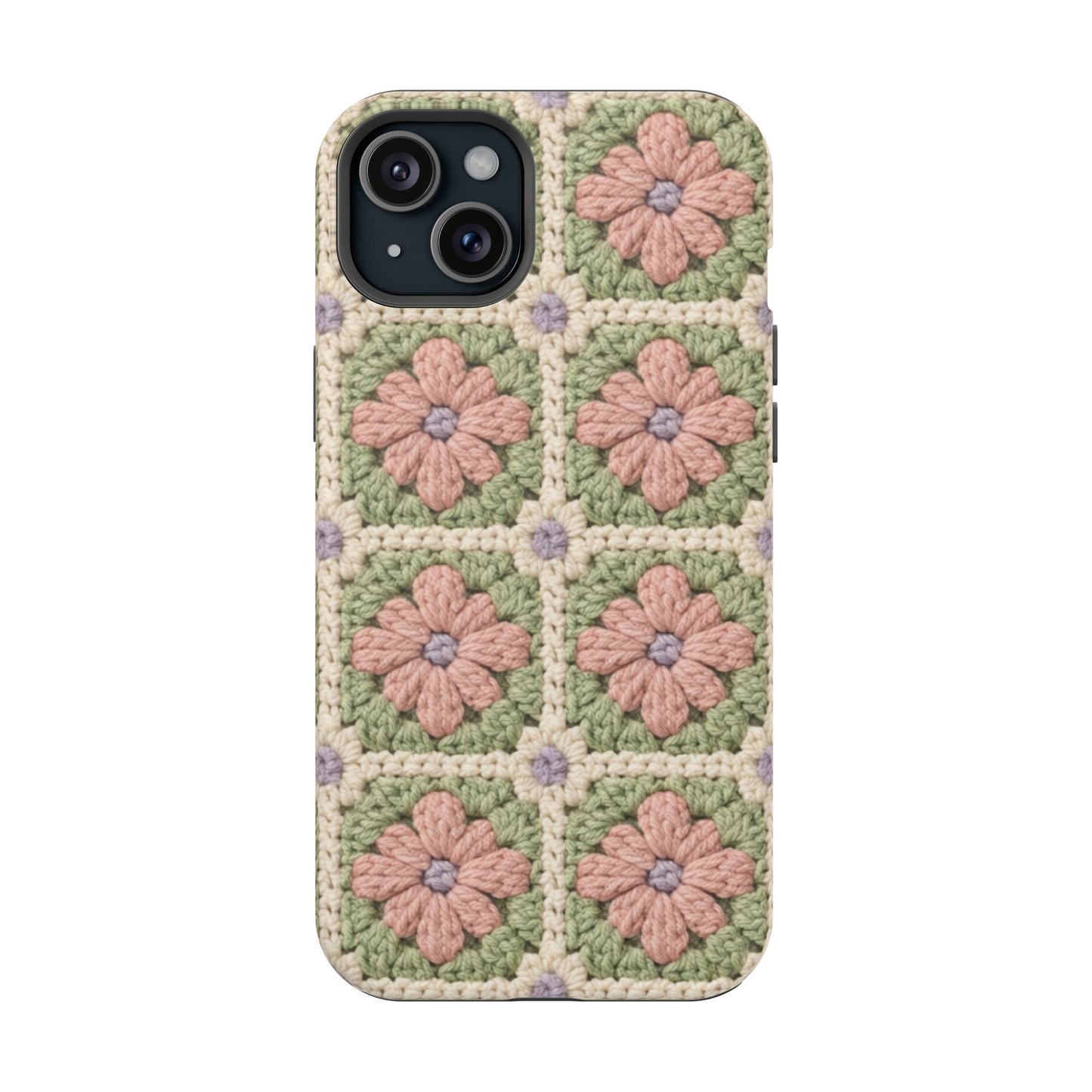 Crochet Floral Granny Square iPhone Case | Magnetic Impact-Resistant