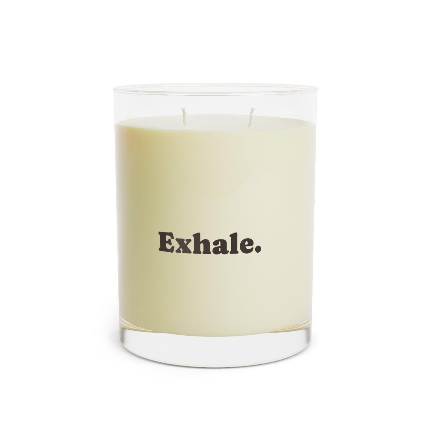 Soft Life Society Affirmation Candle with 'Exhale' text on a white background