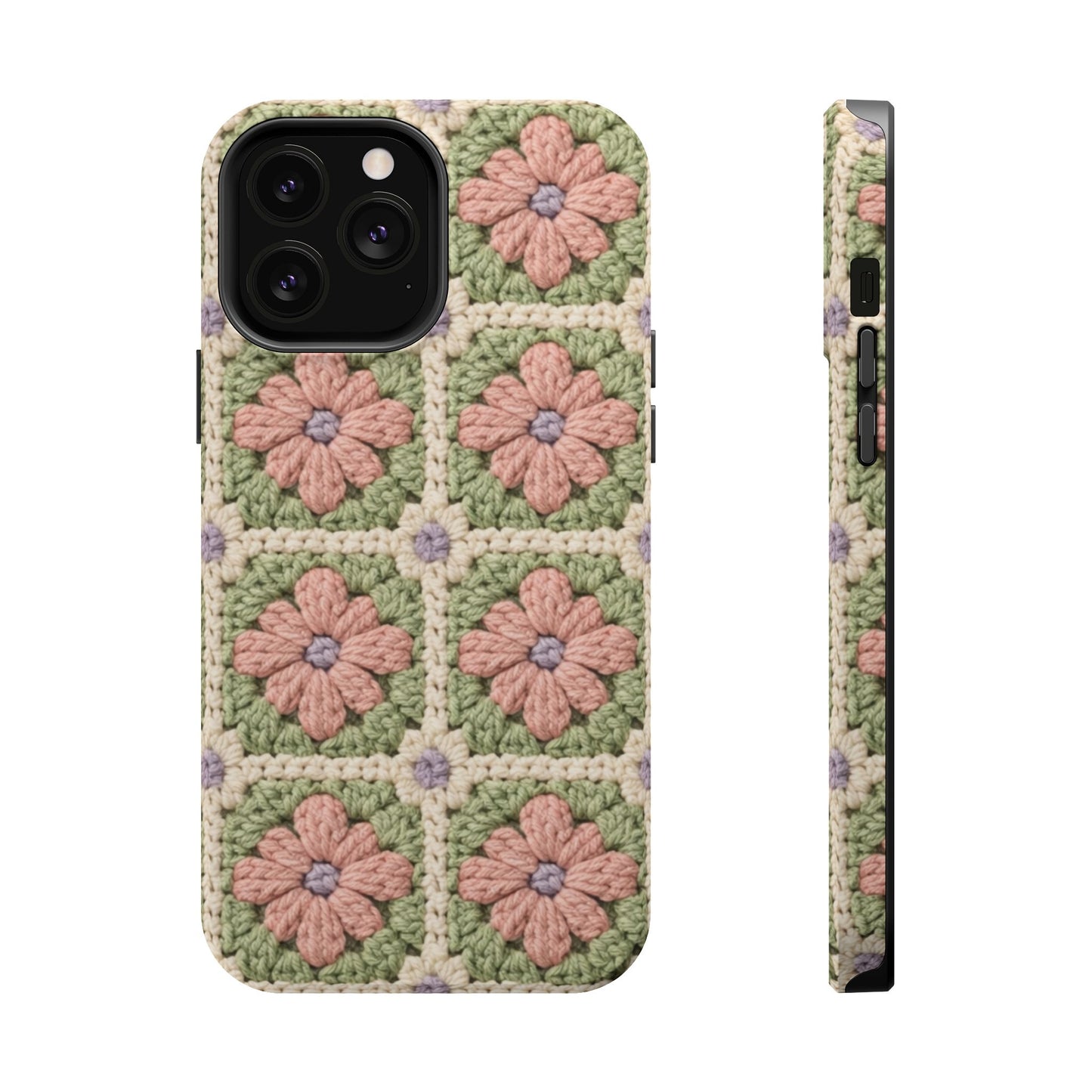 Crochet Floral Granny Square iPhone Case | Magnetic Impact-Resistant