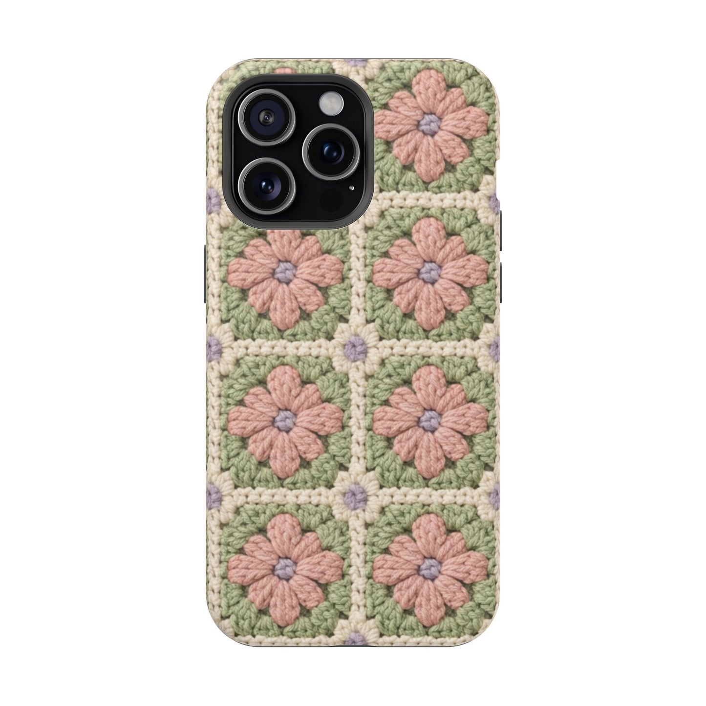 Crochet Floral Granny Square iPhone Case | Magnetic Impact-Resistant