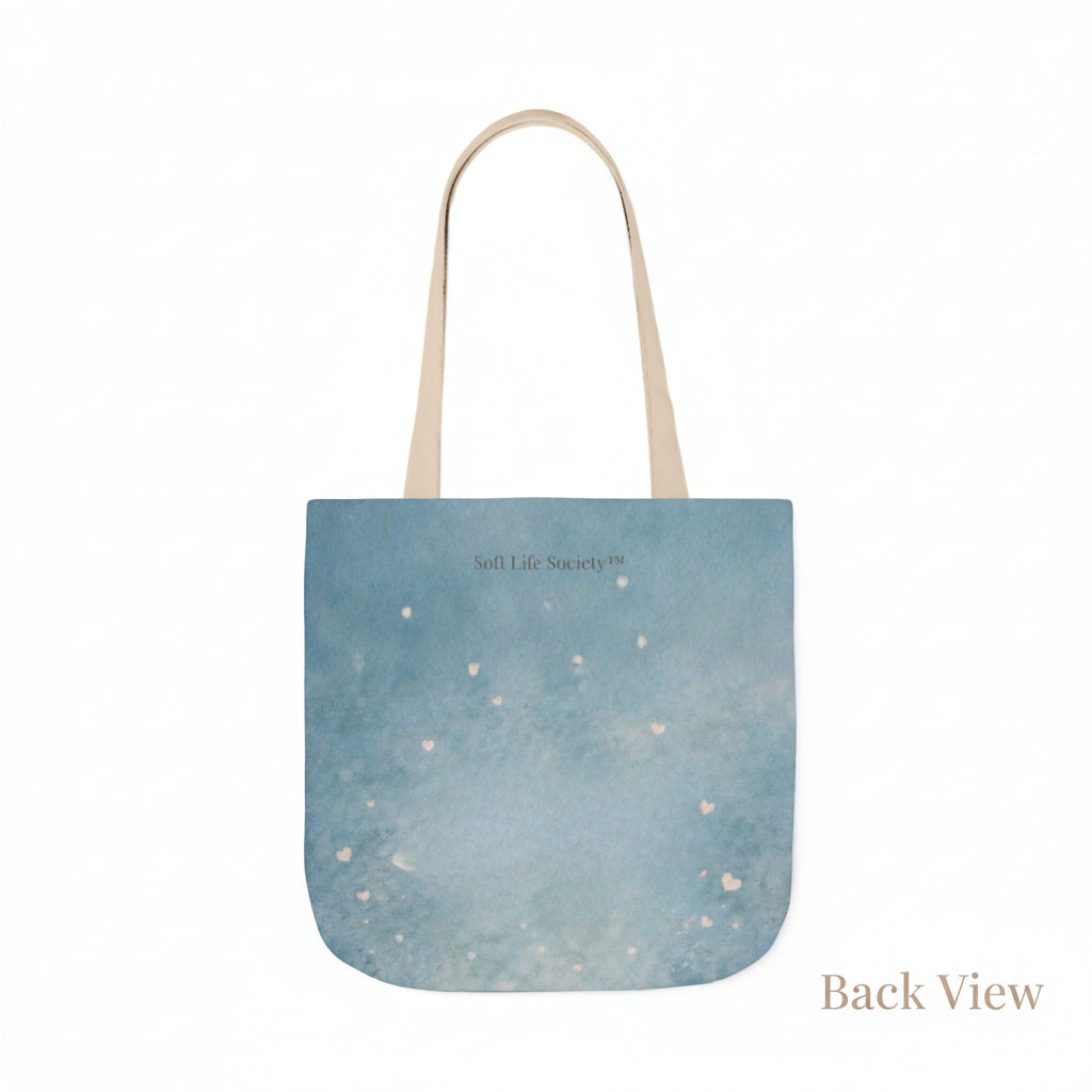 Blue tote bag with 'Wild Life Society' text on a white background