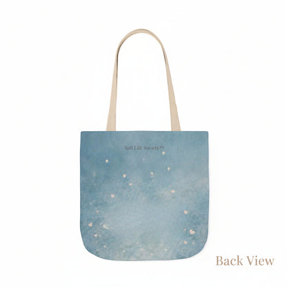 Blue tote bag with 'Wild Life Society' text on a white background