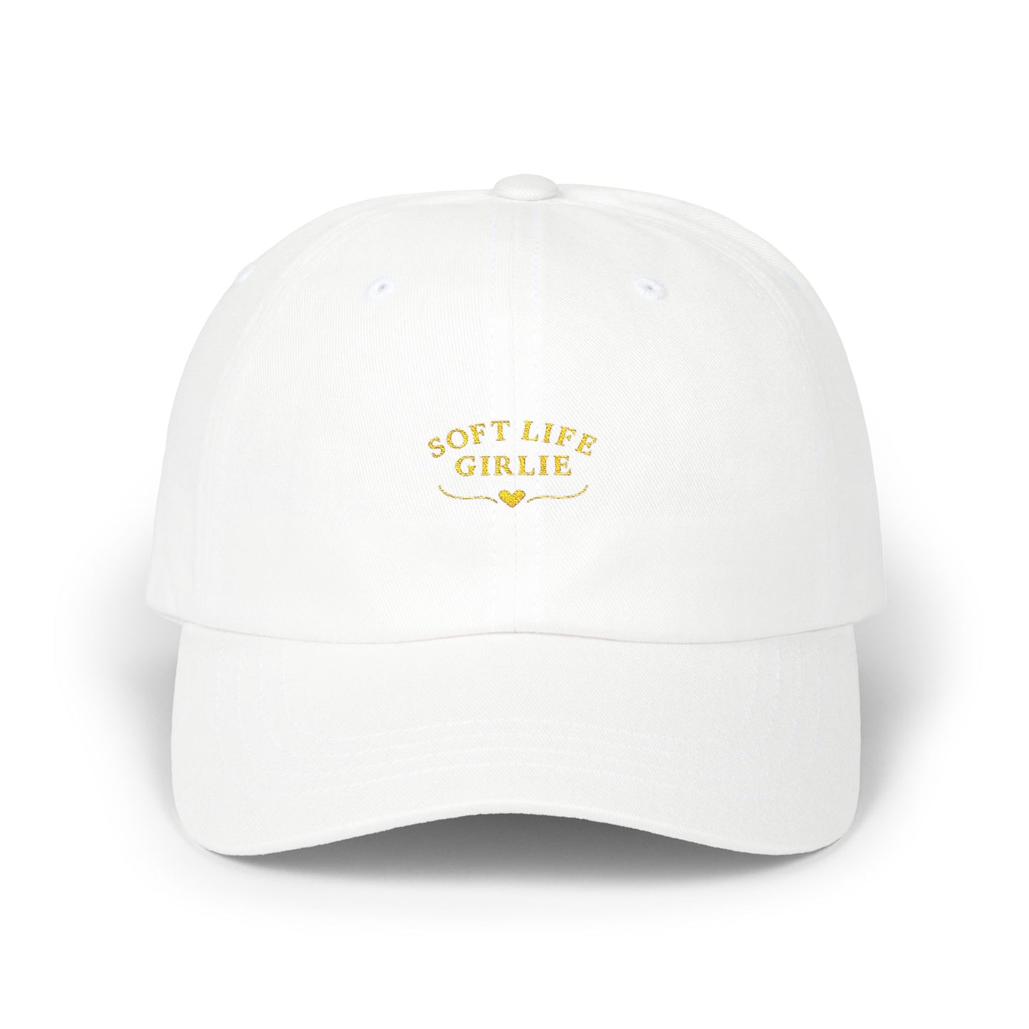 Soft Life Girlie™ Classic Dad Cap – Embroidered Minimalist Aesthetic Hat (Black & White)