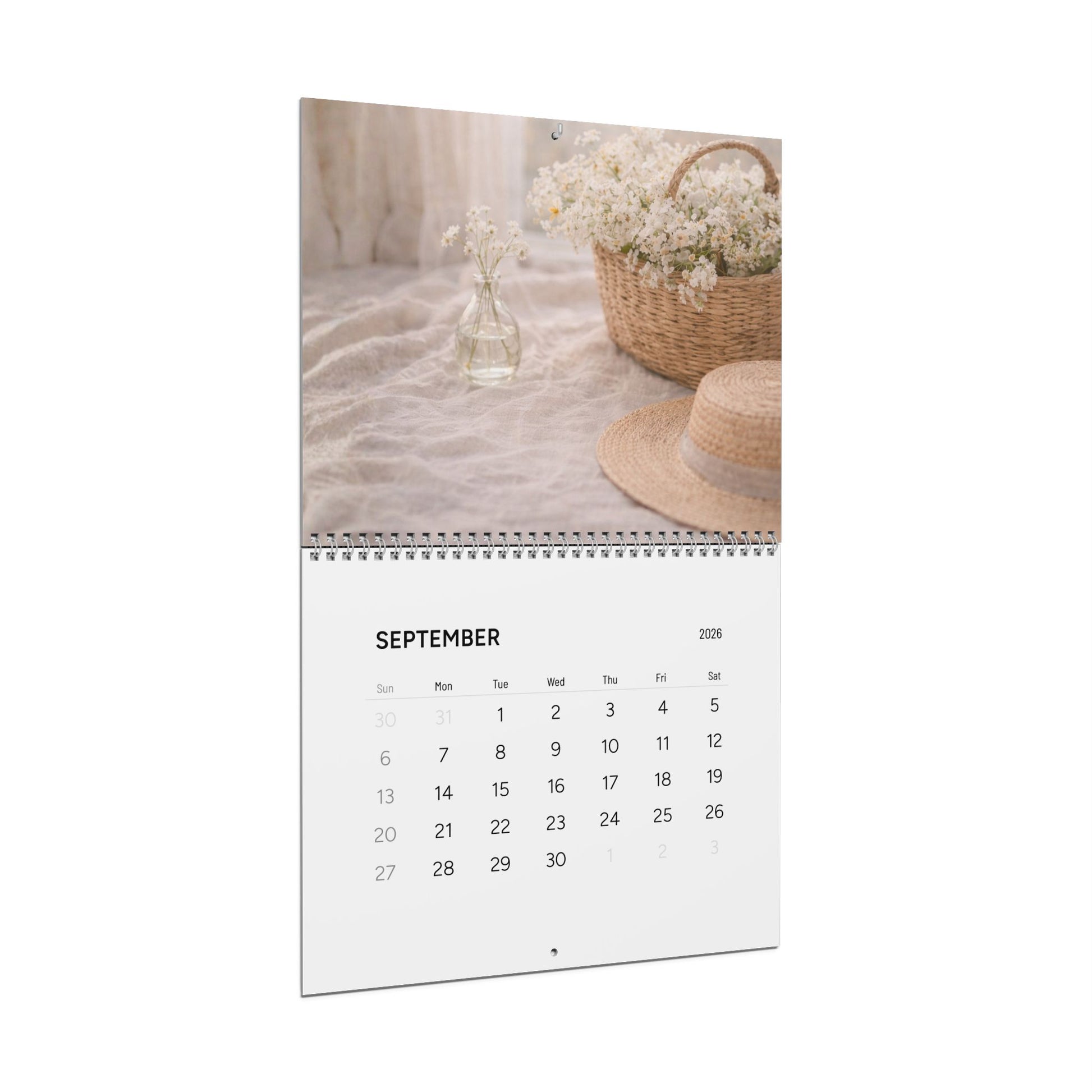 Calendar with September 2026 layout featuring a scenic background.