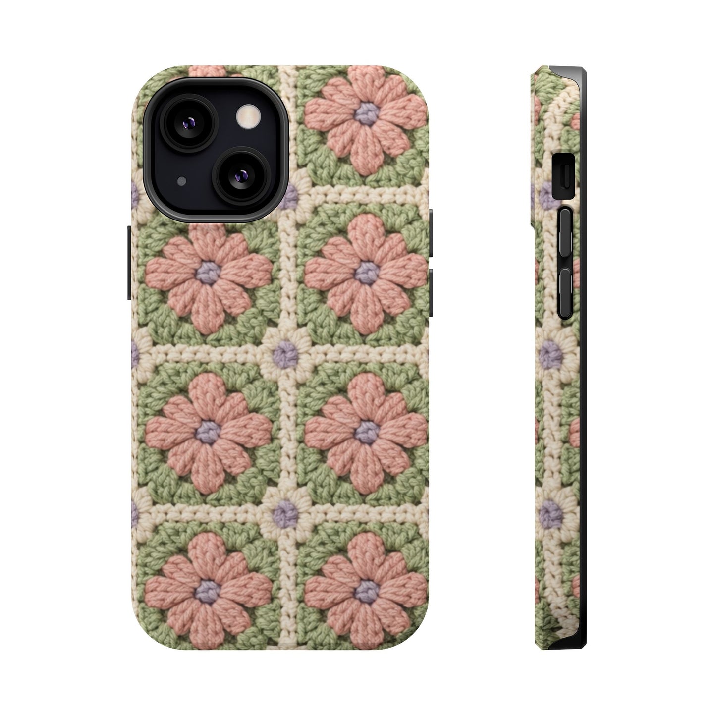 Crochet Floral Granny Square iPhone Case | Magnetic Impact-Resistant