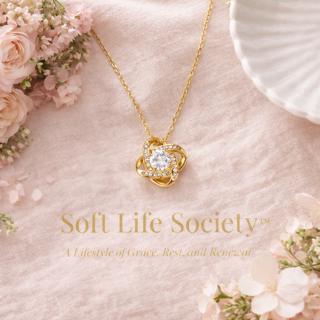 Soft Life Society™ Love Knot Necklace – 14K White Gold or 18K Yellow Gold