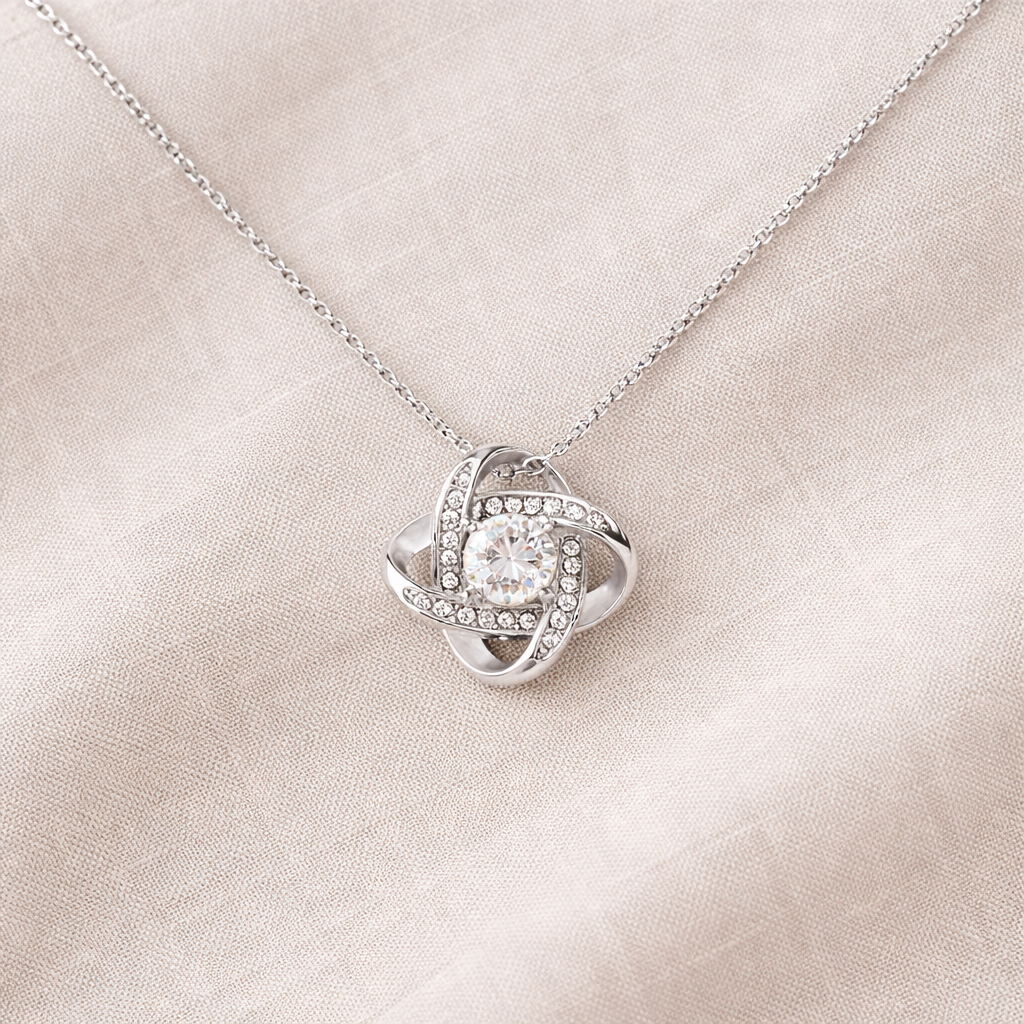 Soft Life Society™ Love Knot Necklace – 14K White Gold or 18K Yellow Gold