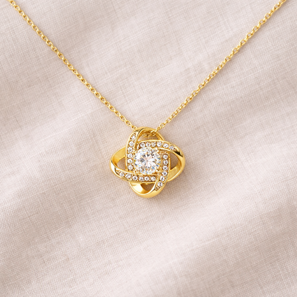 Soft Life Society™ Love Knot Necklace – 14K White Gold or 18K Yellow Gold