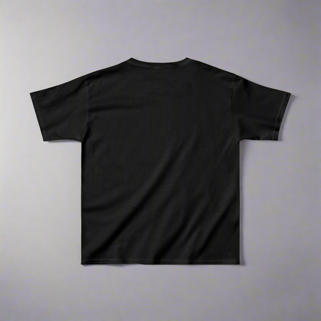 Back view of The Boo Crew Kids' Halloween T-Shirt in solid color, showcasing a seamless heavy cotton finish with no graphics or text for a simple, comfortable fit.