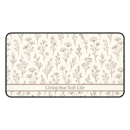 Floral patterned product with 'Living that Soft Life' text on a white background