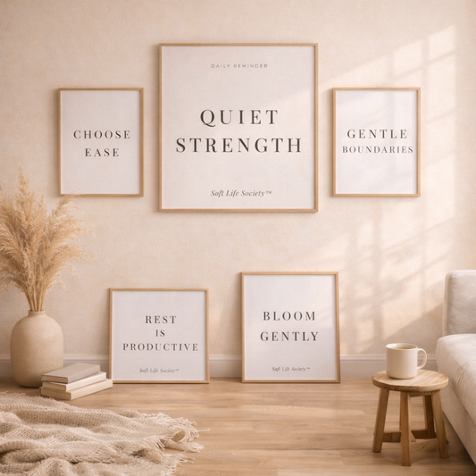 Living room with motivational posters on the wall