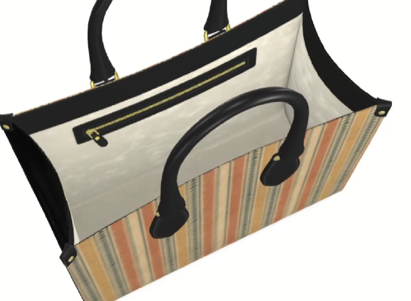 Top-down view of the Solara Stripe Microprint™ Shopper Bag revealing the spacious interior and soft light-colored suede-style lining.