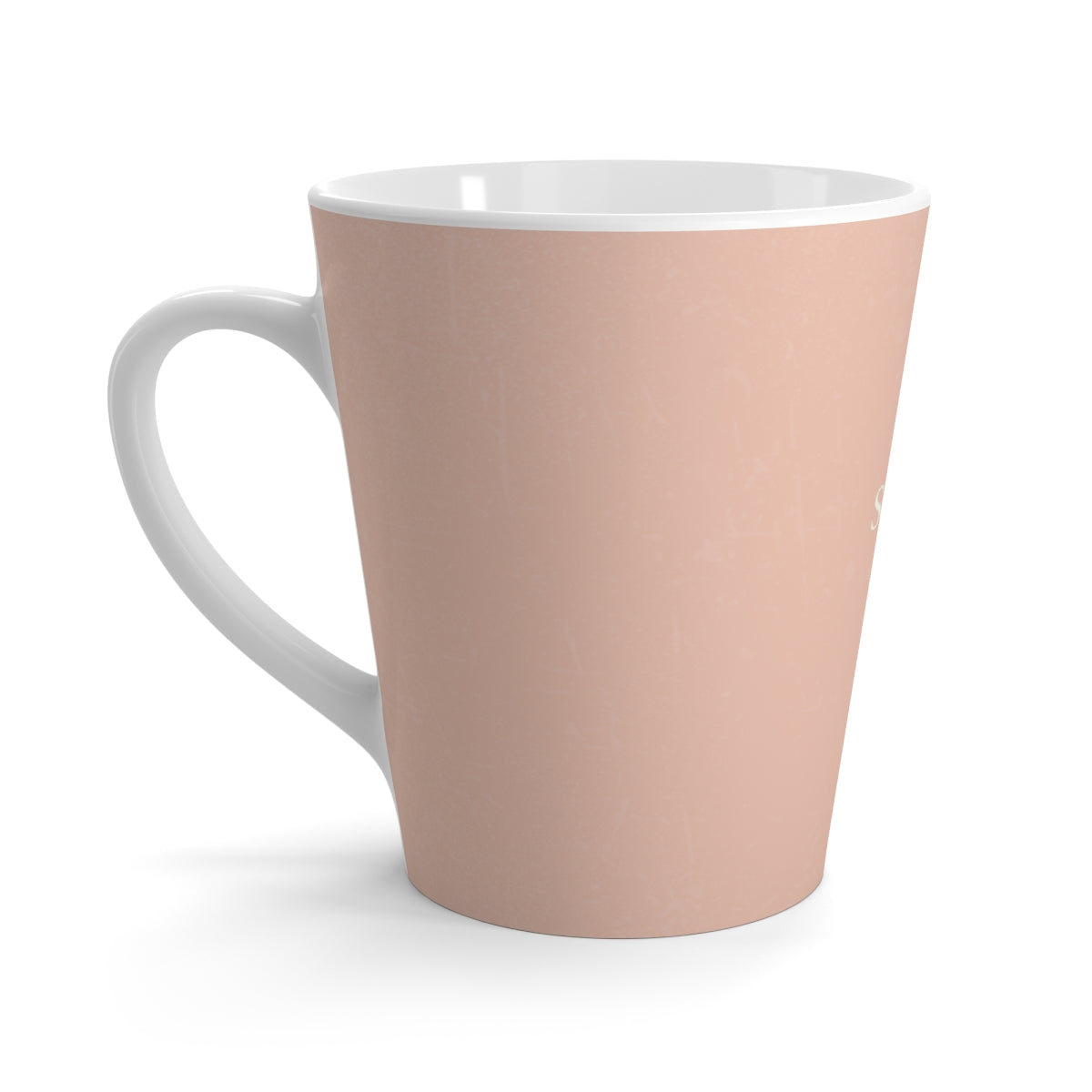 Pink mug with a white interior on a white background