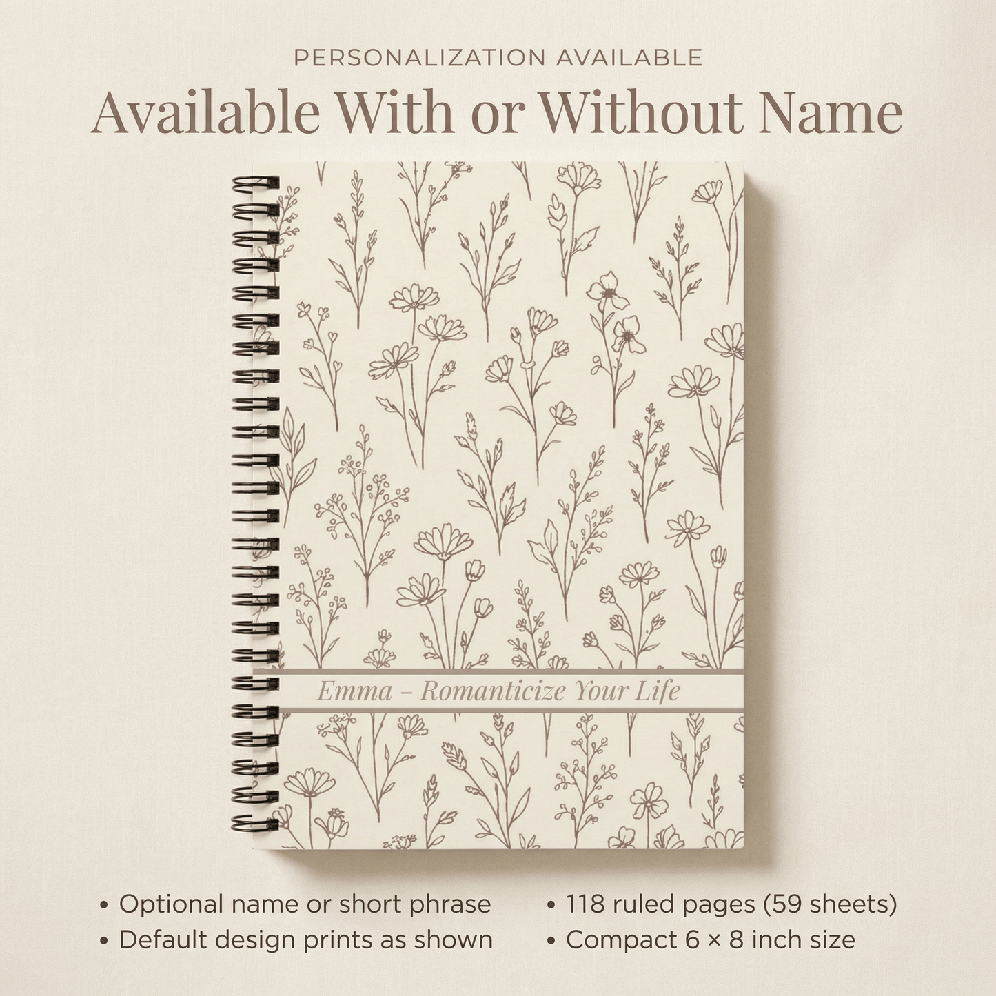 Soft Life Floral Journal | Personalized