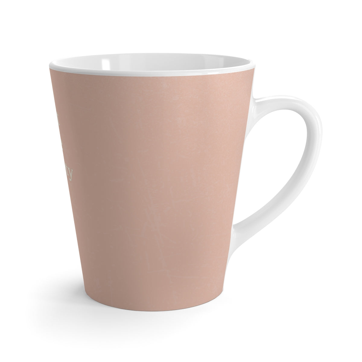 Pink mug with white handle on a white background