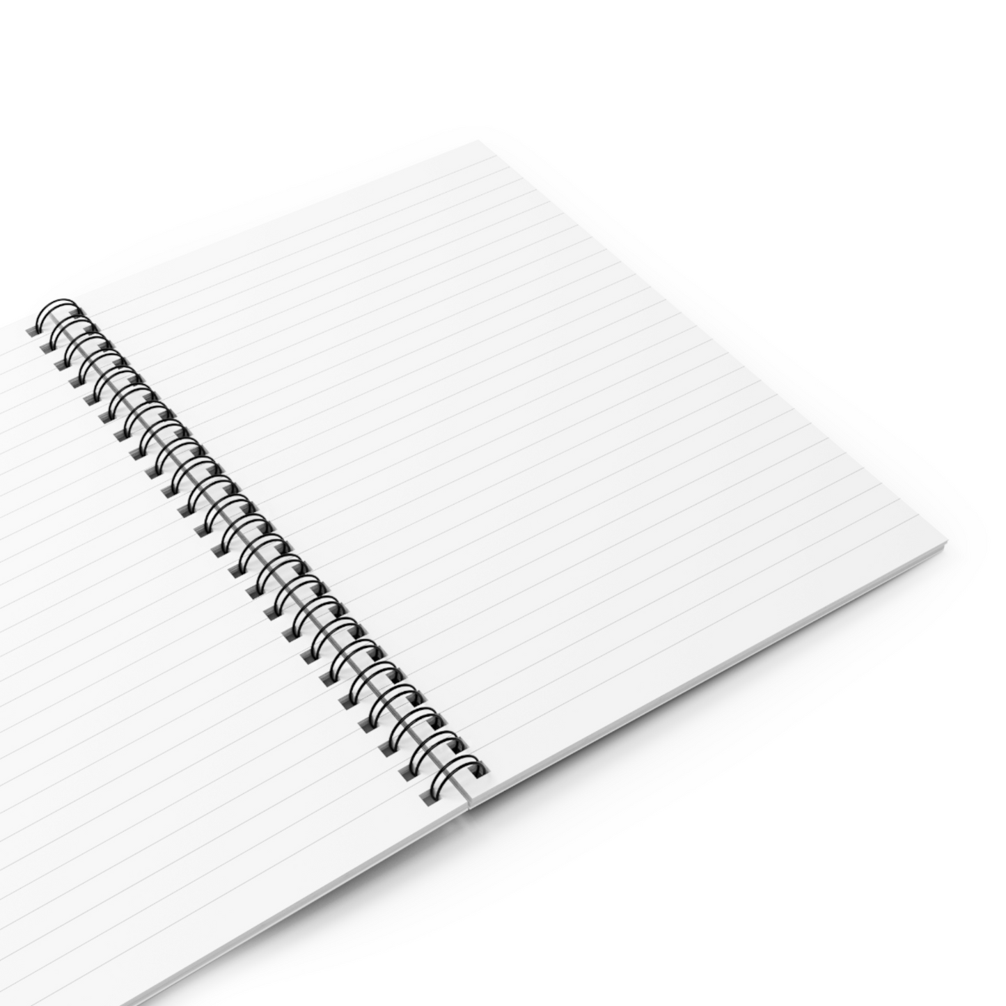 Clean lined pages inside a spiral notebook designed for journaling and notes