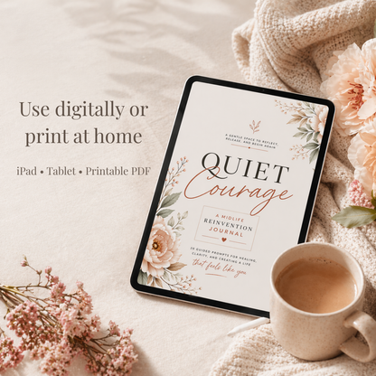 digital journal on iPad, printable PDF journal, use on tablet or print at home, guided journal prompts soft life aesthetic